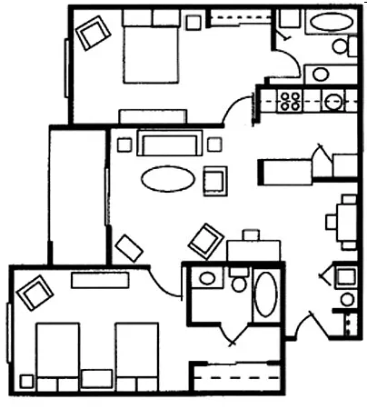 Floor plan 2 Bed 2 Bath