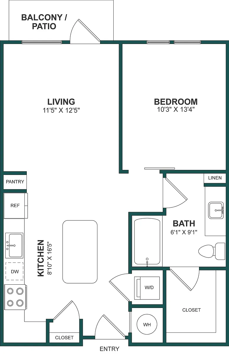 Floor plan 1 Bed/1 Bath-A1