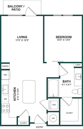 Floor plan 1 Bed/1 Bath-A1