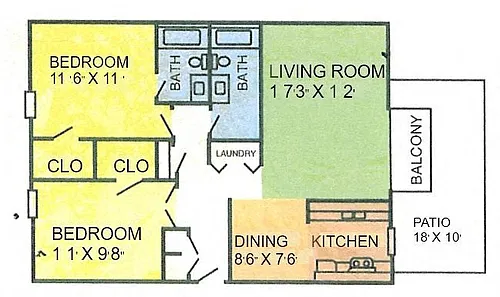 Floor plan 2 Bed 2 Bath