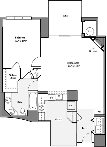 Floor plan 1 Bedroom M