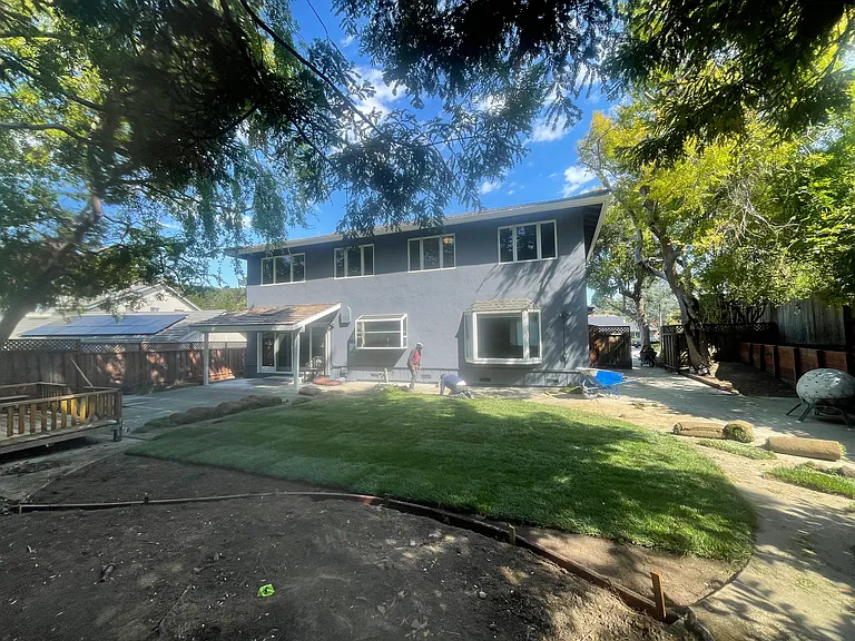 Spacious and verdant newly landscaped backyard