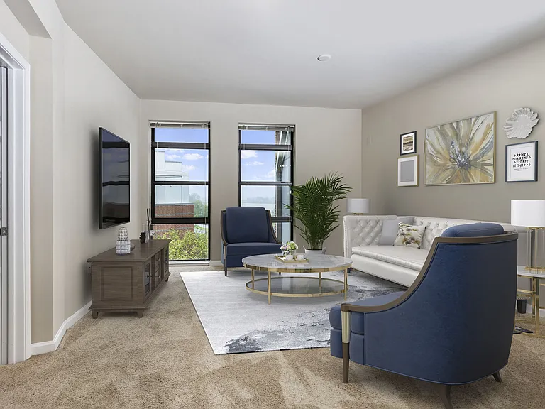 Spacious living room and large windows