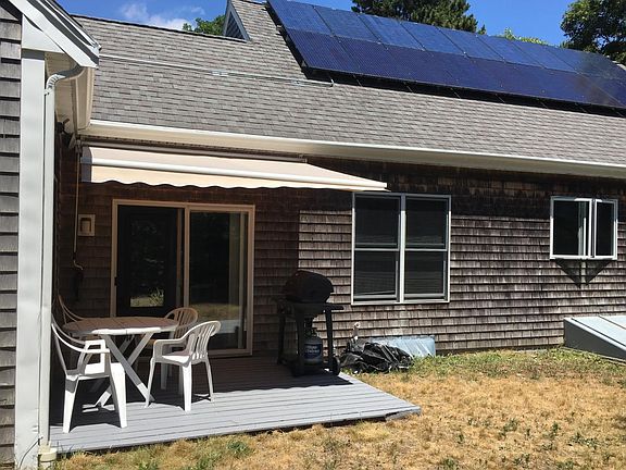 private patio with awnings