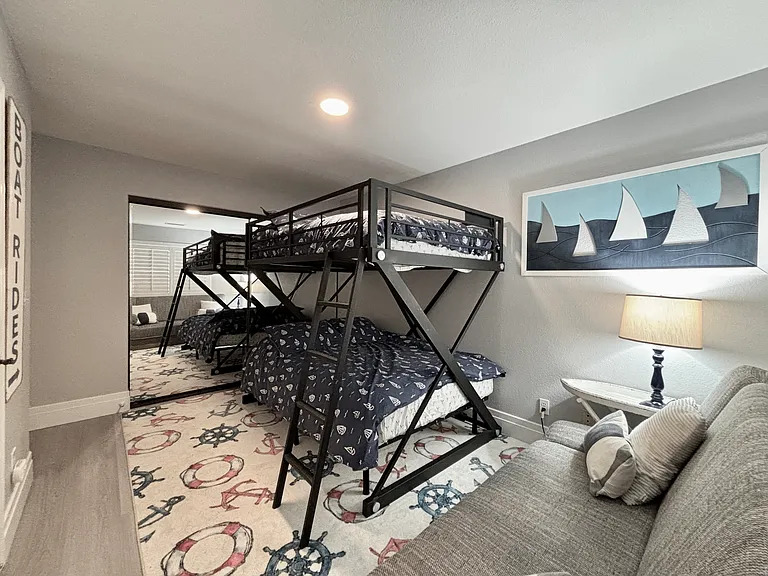 Upstairs bedroom with full bunkbeds
