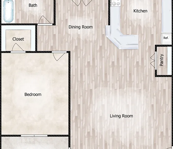 1B1B Floorplan Diagram