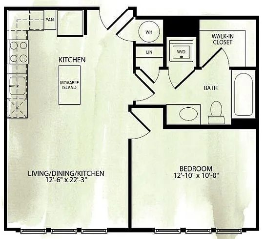Floor plan Brookland Works 1A 1 Bed 1 Bath