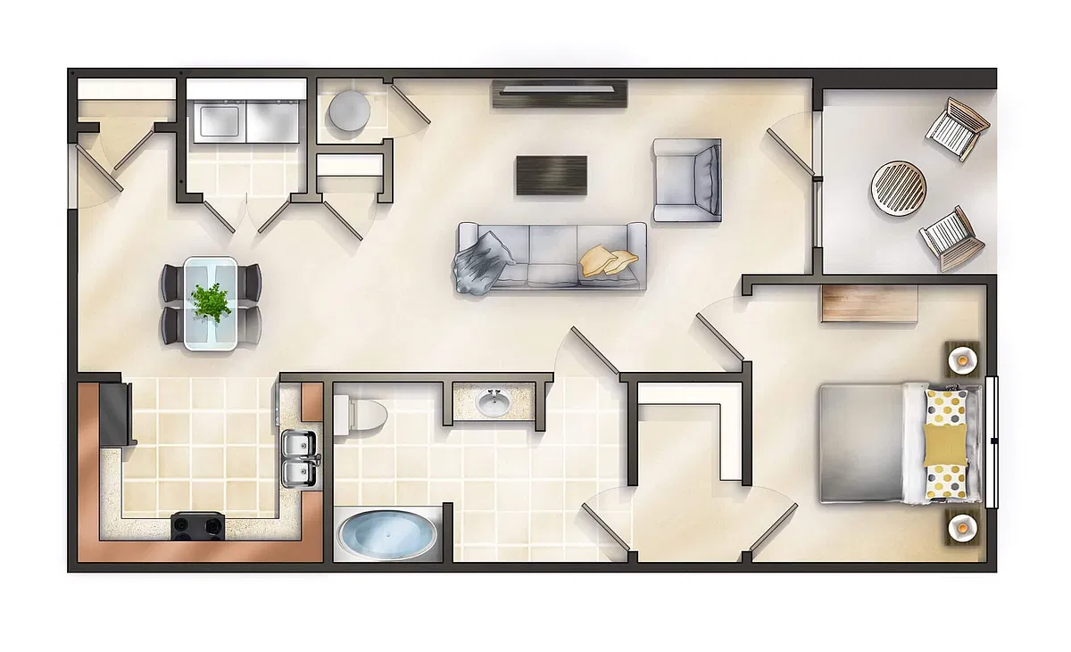 Floor plan The York w/Balcony