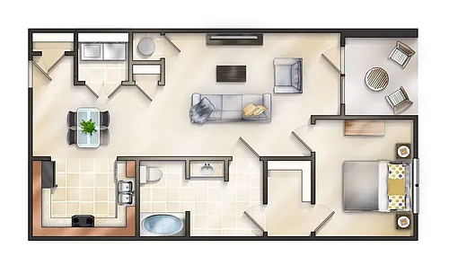 Floor plan The York w/Balcony