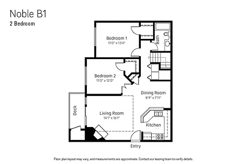 Floor plan Two Bedroom Noble B1