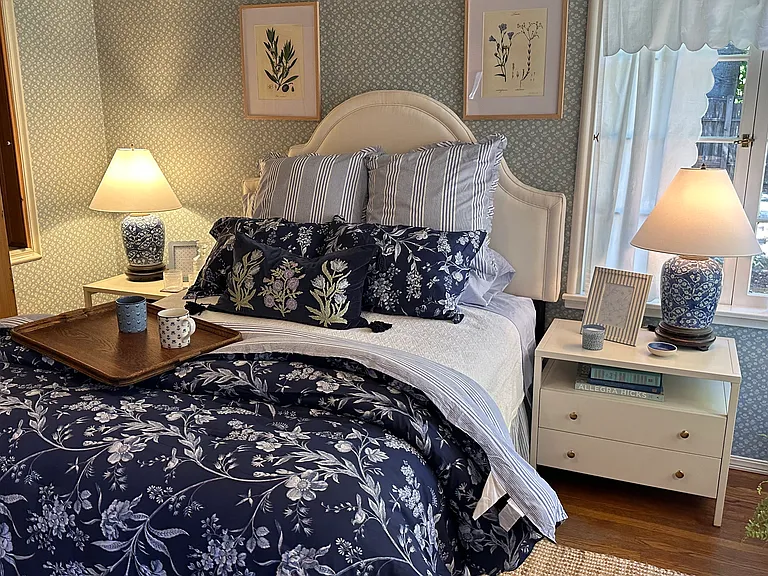 Nancy Meyers inspired bedroom retreat, great place for morning coffee