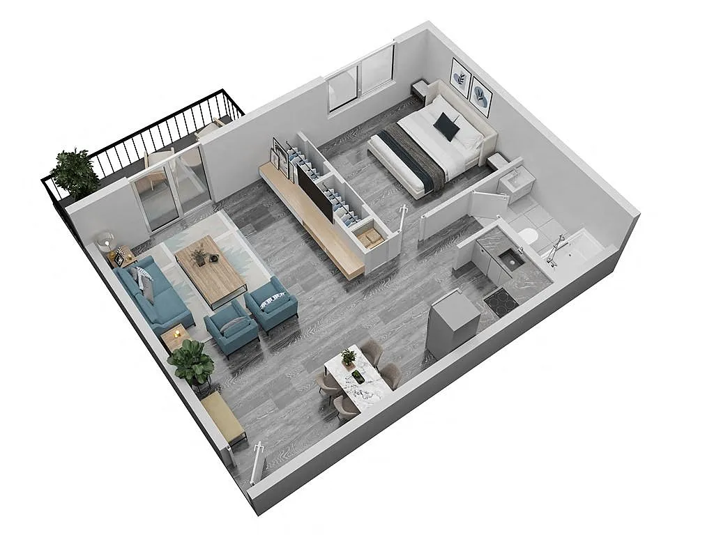 Floor plan 1 Bedroom 1 Bathroom