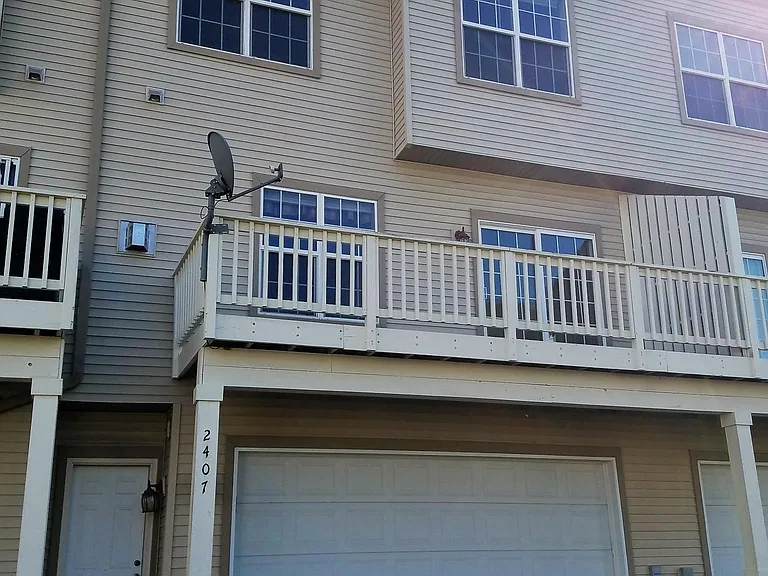Garage and balcony