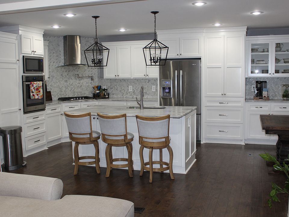 Kitchen opens to den