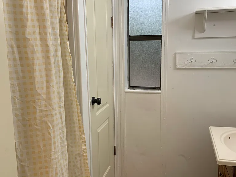 Bathroom with storage closet.