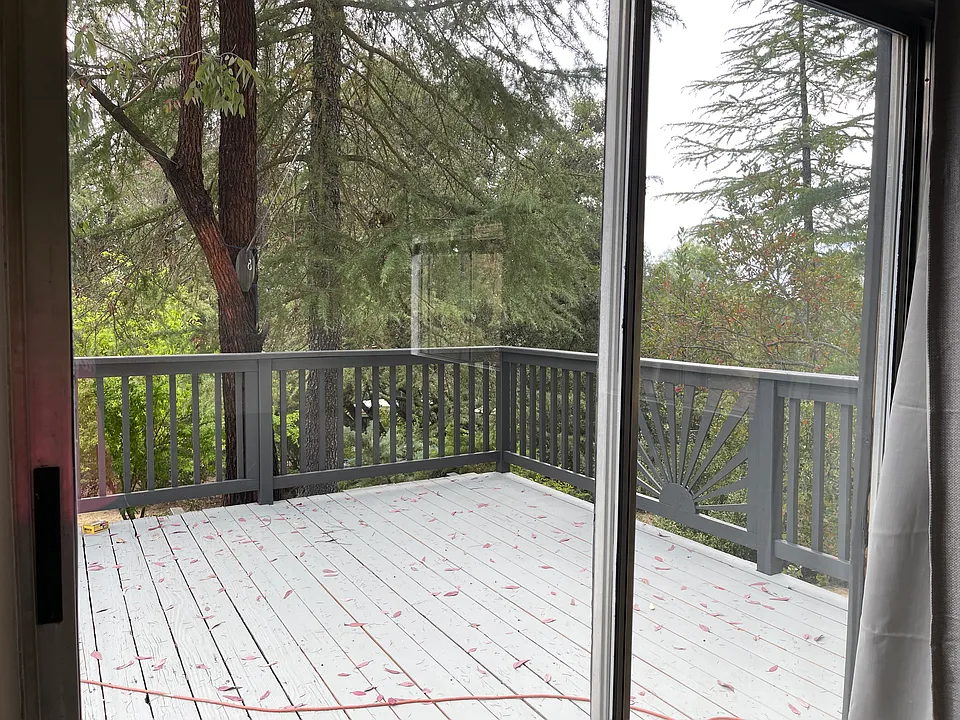 View looking out of sliding glass door in living room