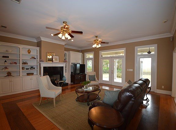 Den with fireplace