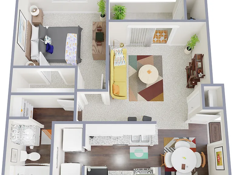 1 Bedroom, 1 Bathroom - Floor Plan 1 Bedroom, 1 Bathroom - Floor Plan