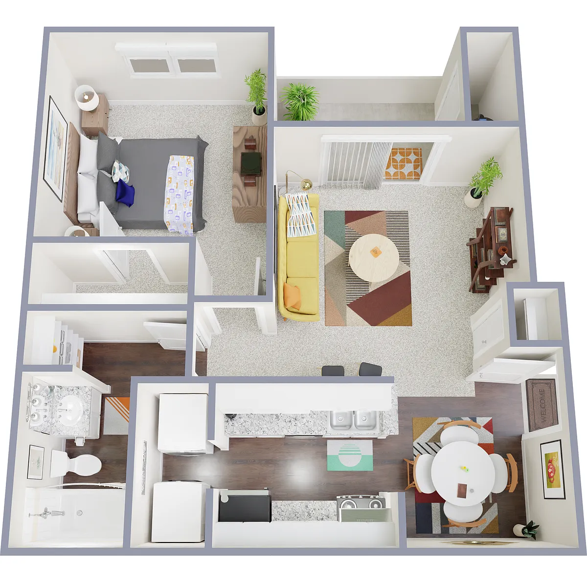 Floor plan 1 Bed, 1 Bath (60% Income Restricted)