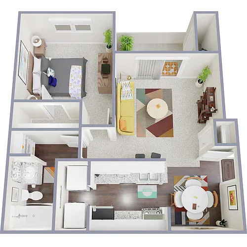 Floor plan 1 Bed, 1 Bath (60% Income Restricted)