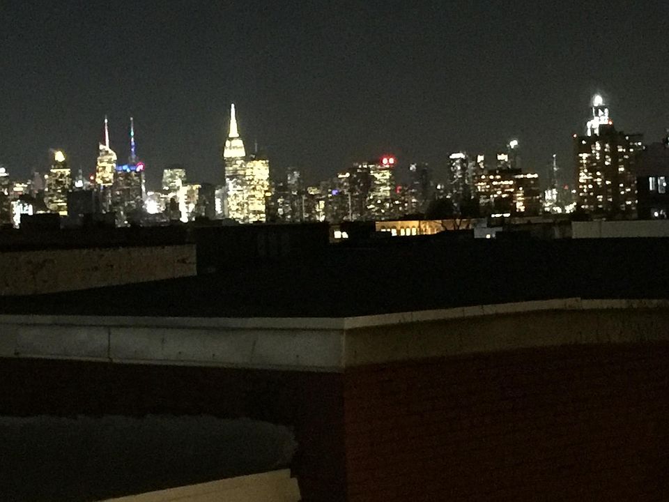 Awesome NYC skyline view from balcony
