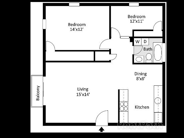 Concord 2 Bedroom - Stackable W/D Included - 2D Floor Plan Concord 2 Bedroom - Stackable W/D Included - 2D Floor Plan