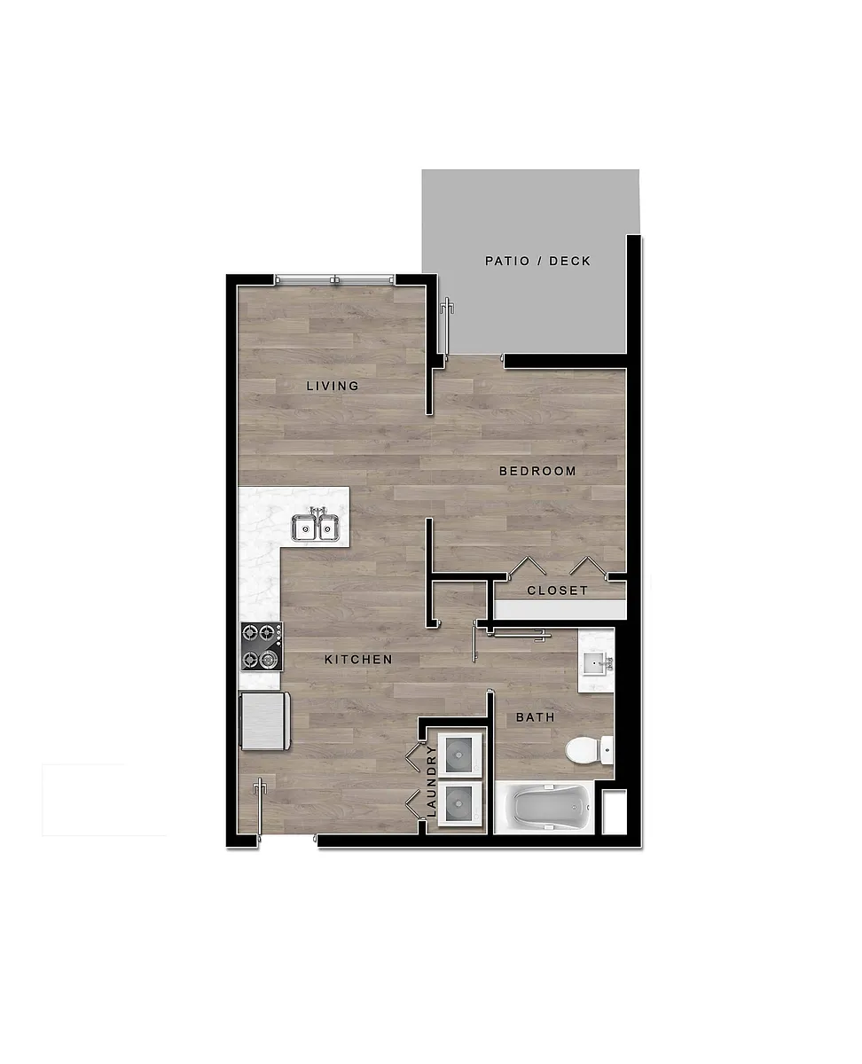 Floor plan Alder Open 1-Bedroom