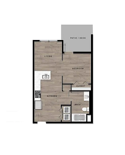 Floor plan Alder Open 1-Bedroom