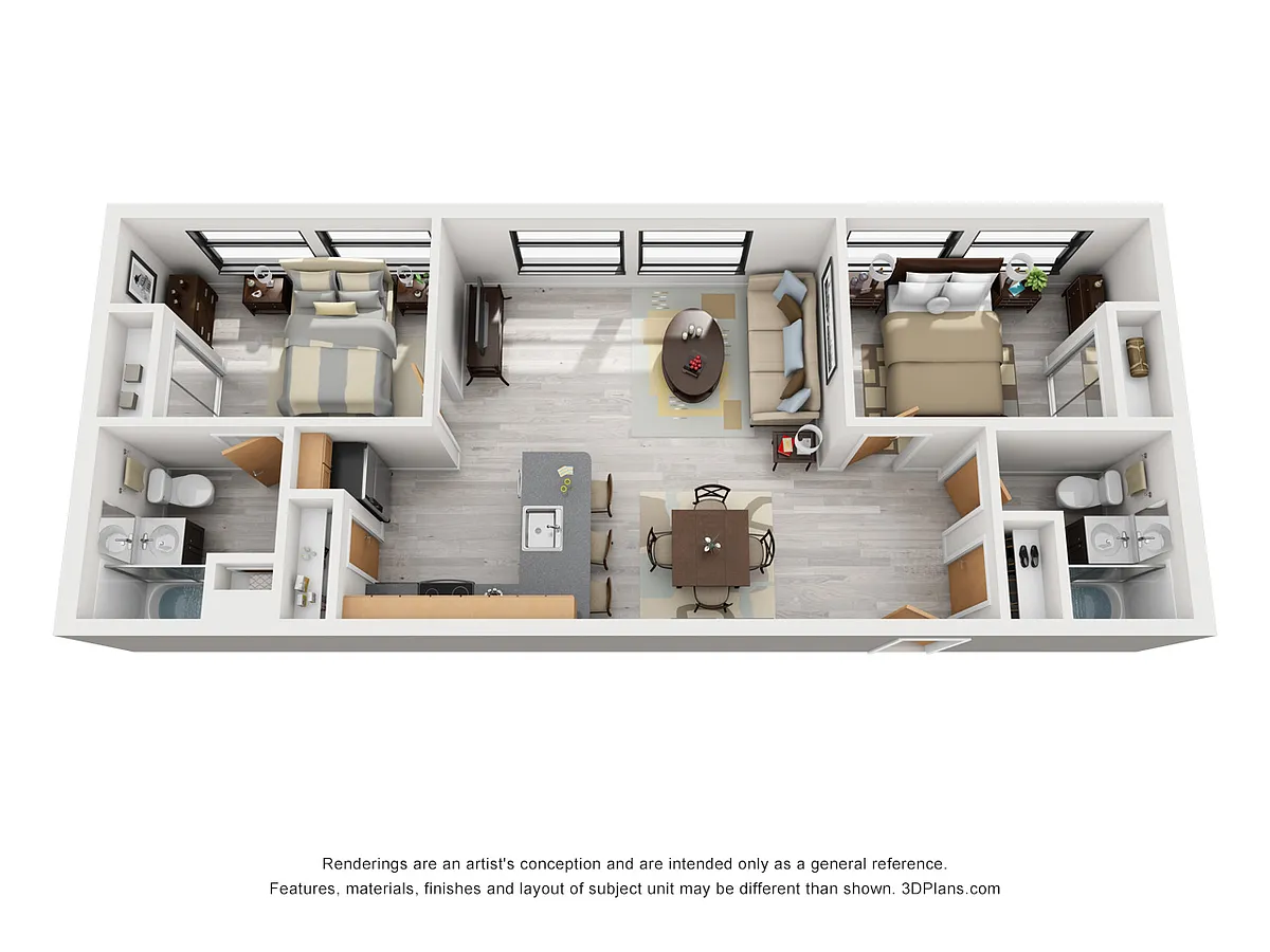Floor plan 2 Bedroom - 2 Bathroom
