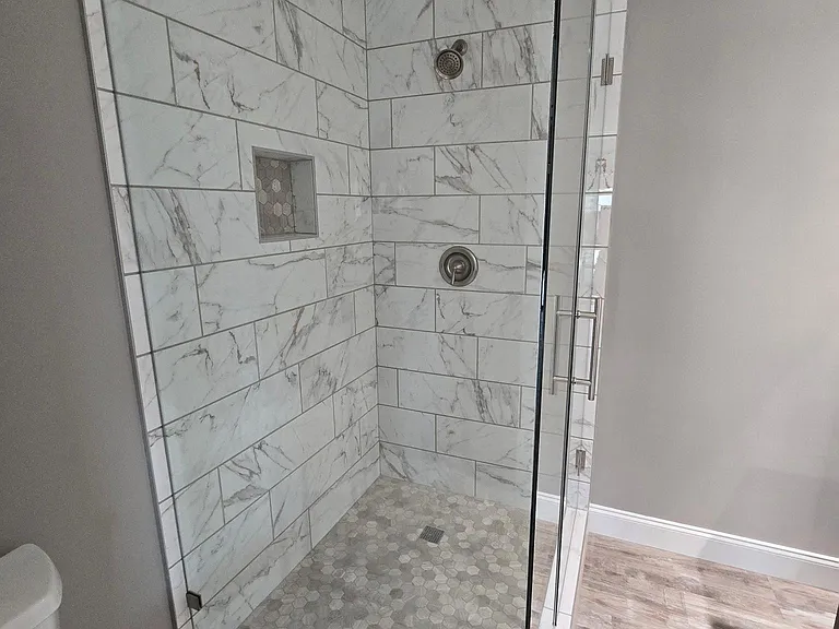 Master shower with beautiful tile