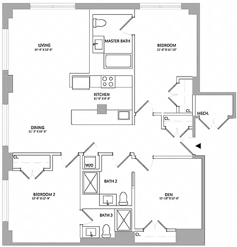 Floor plan 2 Bed/3 Bath Den-01-8-9