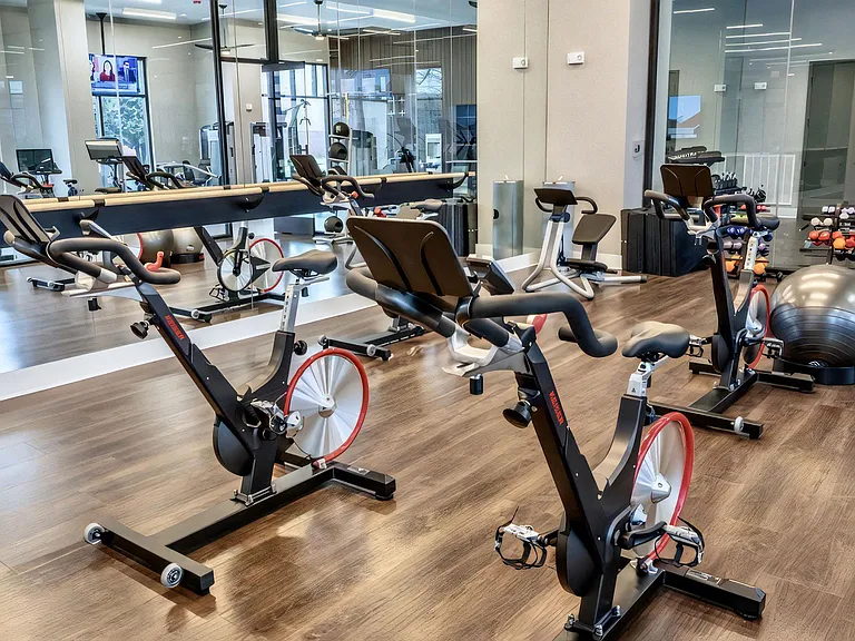 Studio Space with Spin Bikes and Additional Free Weight Area