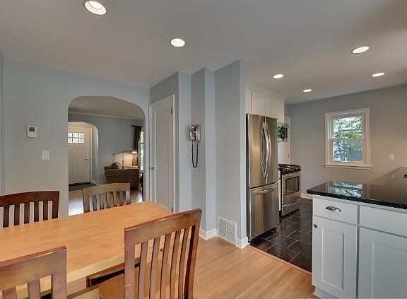 Dining room walks out onto deck.