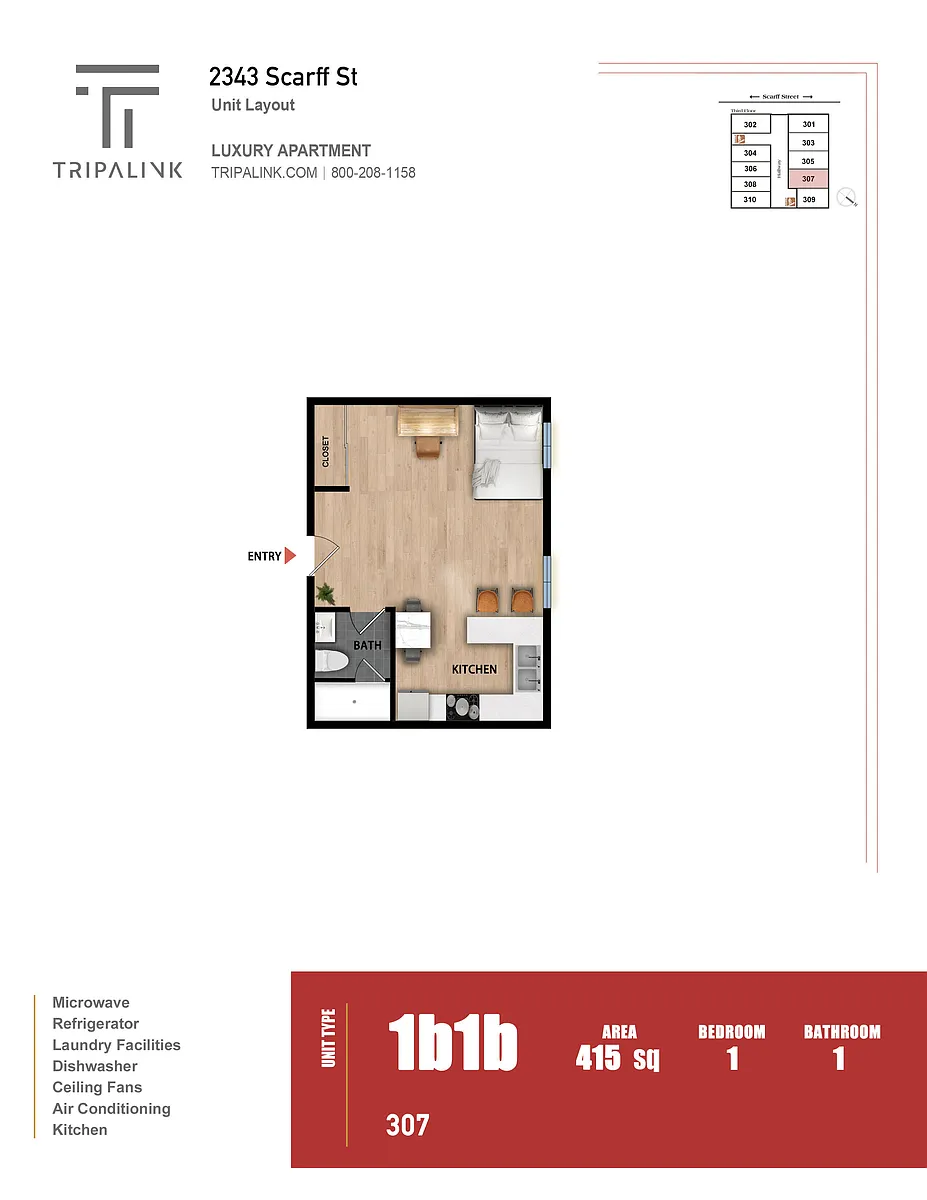 Floor plan Studio - 415 sqft