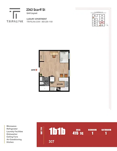 Floor plan Studio - 415 sqft