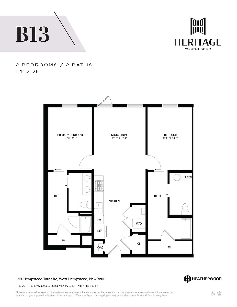 Floor plan 2 Bed, 2 Bath - B13