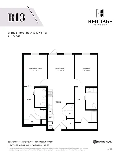 Floor plan 2 Bed, 2 Bath - B13