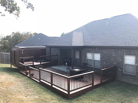 Tri level deck in back yard