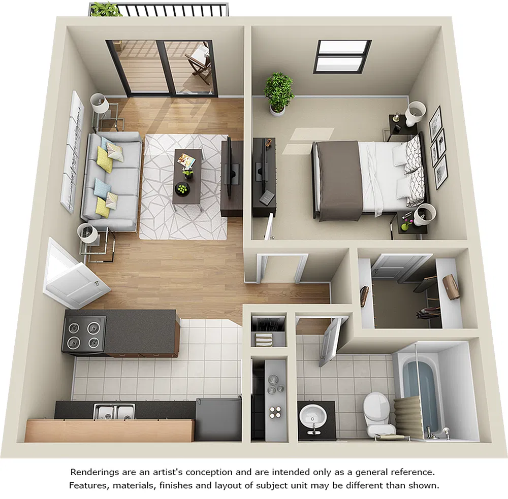 Floor plan Parkside I One Bedroom