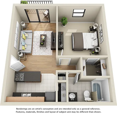 Floor plan Parkside I One Bedroom