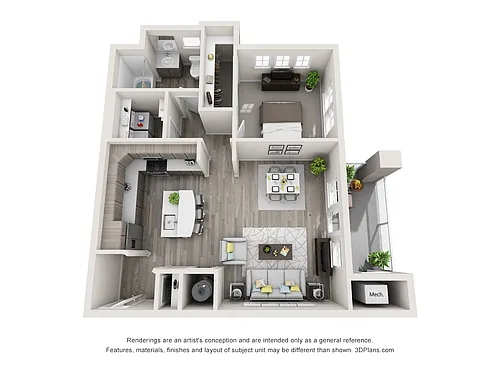 Floor plan 1X1 D