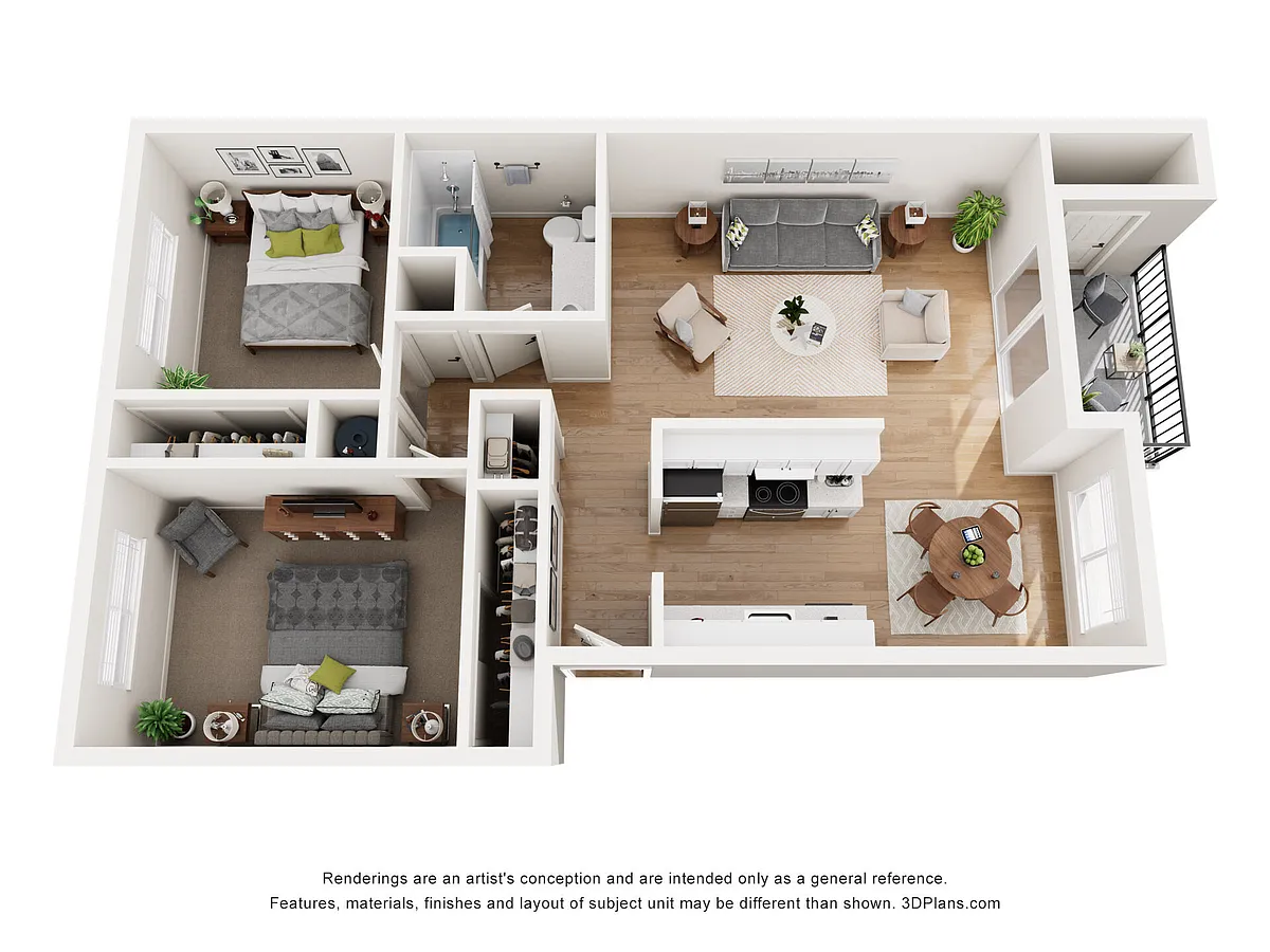 Floor plan 2 Bed 1 Bath A