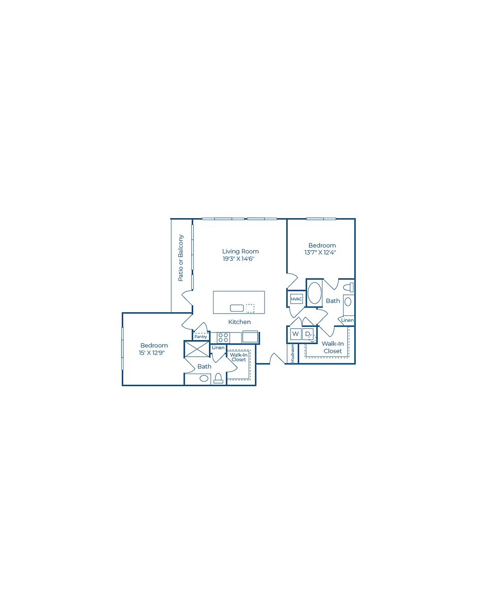Floor plan B3 | 2 Bed | 2 Bath