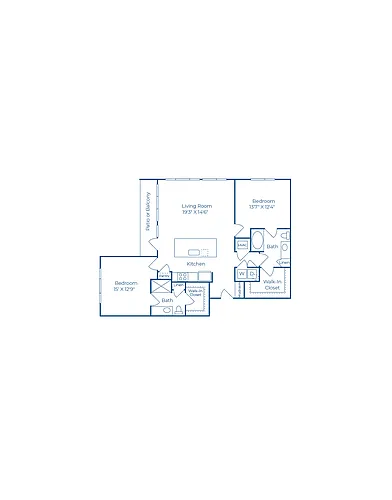 Floor plan B3 | 2 Bed | 2 Bath