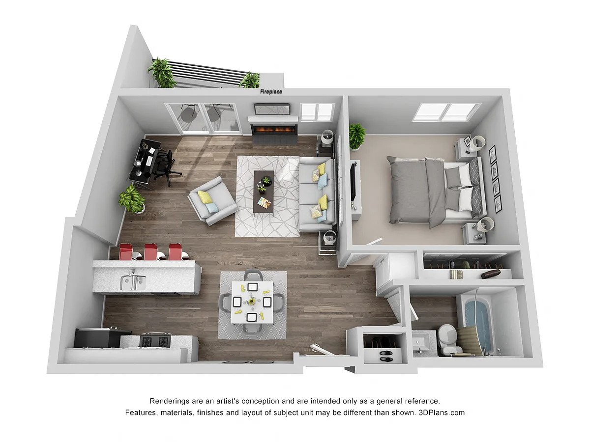 Floor plan One Bedroom One Bath