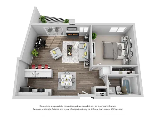 Floor plan One Bedroom One Bath
