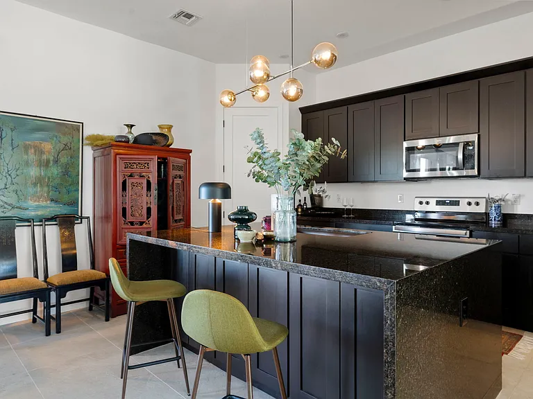 Kitchen waterfall island