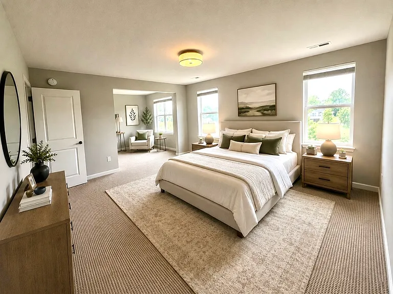 Second floor spacious master bedroom with extension for reading/lounging