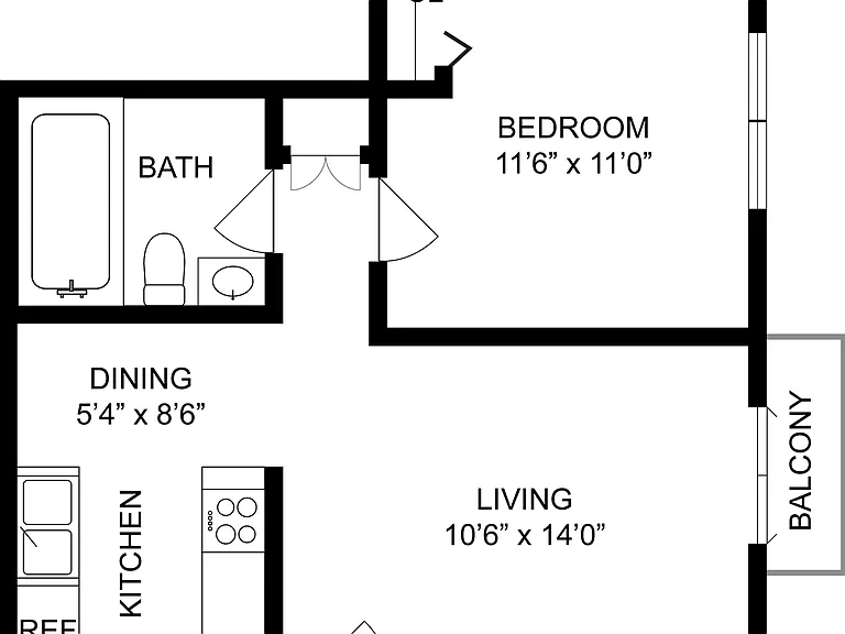 1 BR x 1 BA - A Floorplan Renovated 1 BR x 1 BA - A Floorplan Renovated
