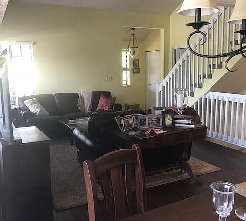 View into living room from dining room